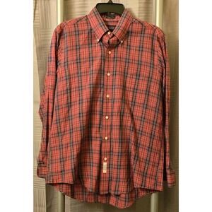 Gant Blazer Plaid Red Button Up Plaid Shirt 16/34‎ Men's Button Down Collar